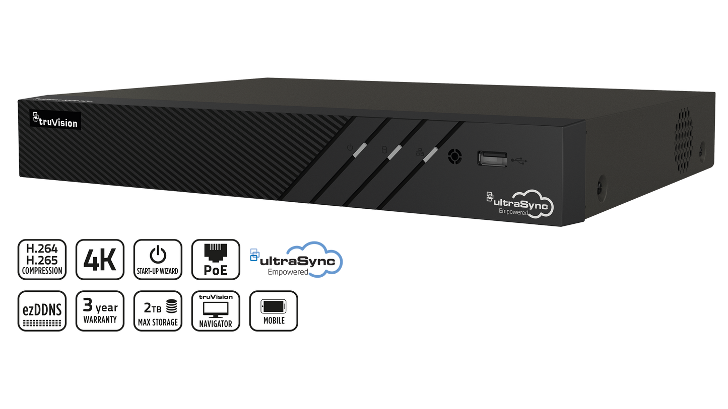 TruVision™ NVR 12, 4 IP channels PoE recorder