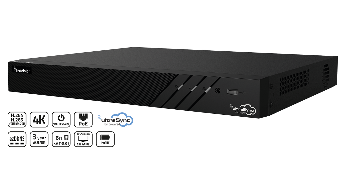 TruVision™ NVR 12, 8 IP channels PoE recorder