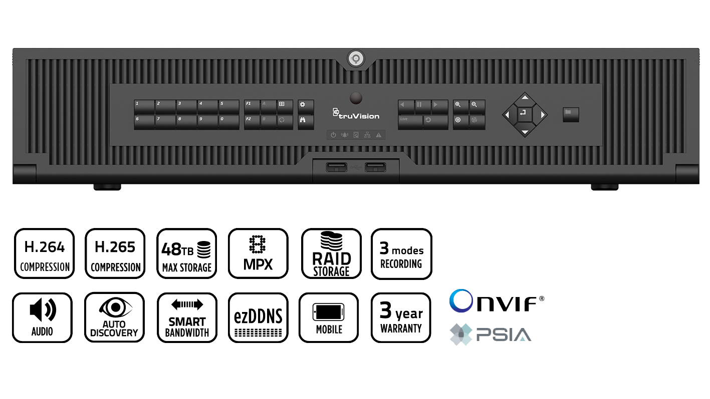 TruVision™ NVR 22P, H.265 64 IP channels recorder